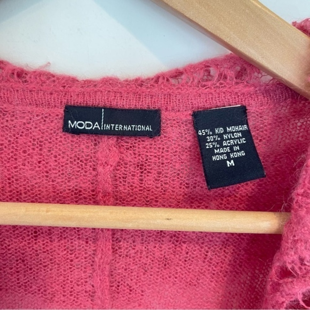 Vintage Y2K Moda International Mohair Blend Long Duster Ruffled Cardigan, Size M - Picture 9 of 10